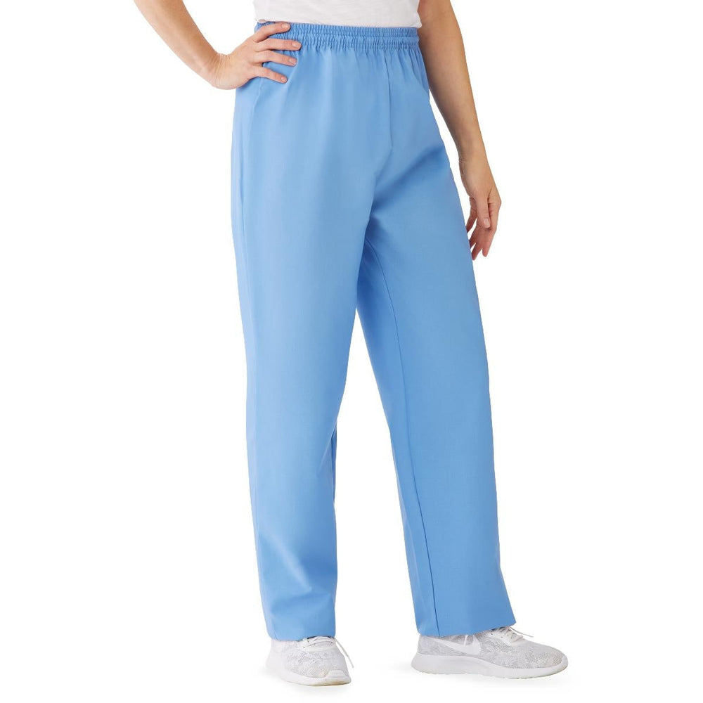 AngelStat Women's Elastic Waist Scrub Pants with Drawstring, Size L, Ceil Blue