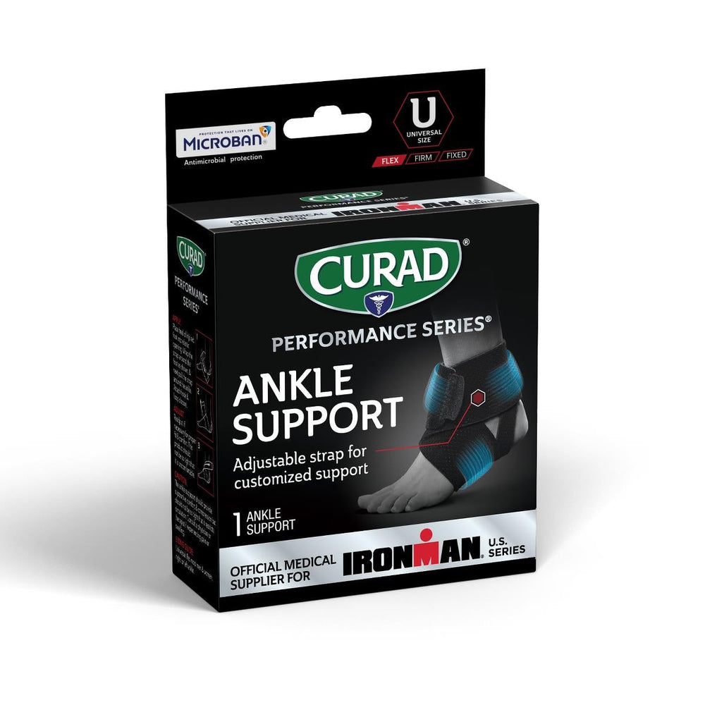 CURAD Performance Series IRONMAN Adjustable Wraparound Ankle Support with Open Heel, Universal Size