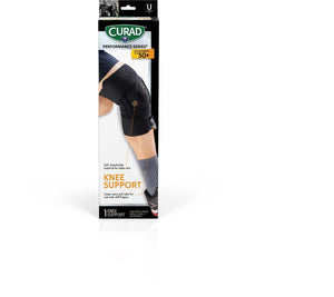 CURAD Senior 50+ Series Knee Support in Retail Packaging with Spiral Stabilizers, Antimicrobial, Reversible, Universal