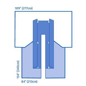 Sterile Cardiovascular Split Drape with Clear Anesthesia Screen, 109" x 134" x 84"