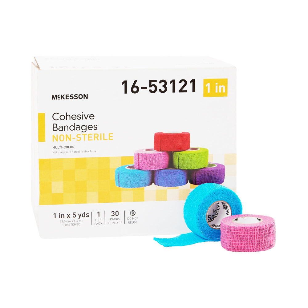 McKesson, Cohesive Bandage McKesson 1 Inch X 5 Yard Standard Compression Self-adherent Closure Purple / Pink /, Count of 30