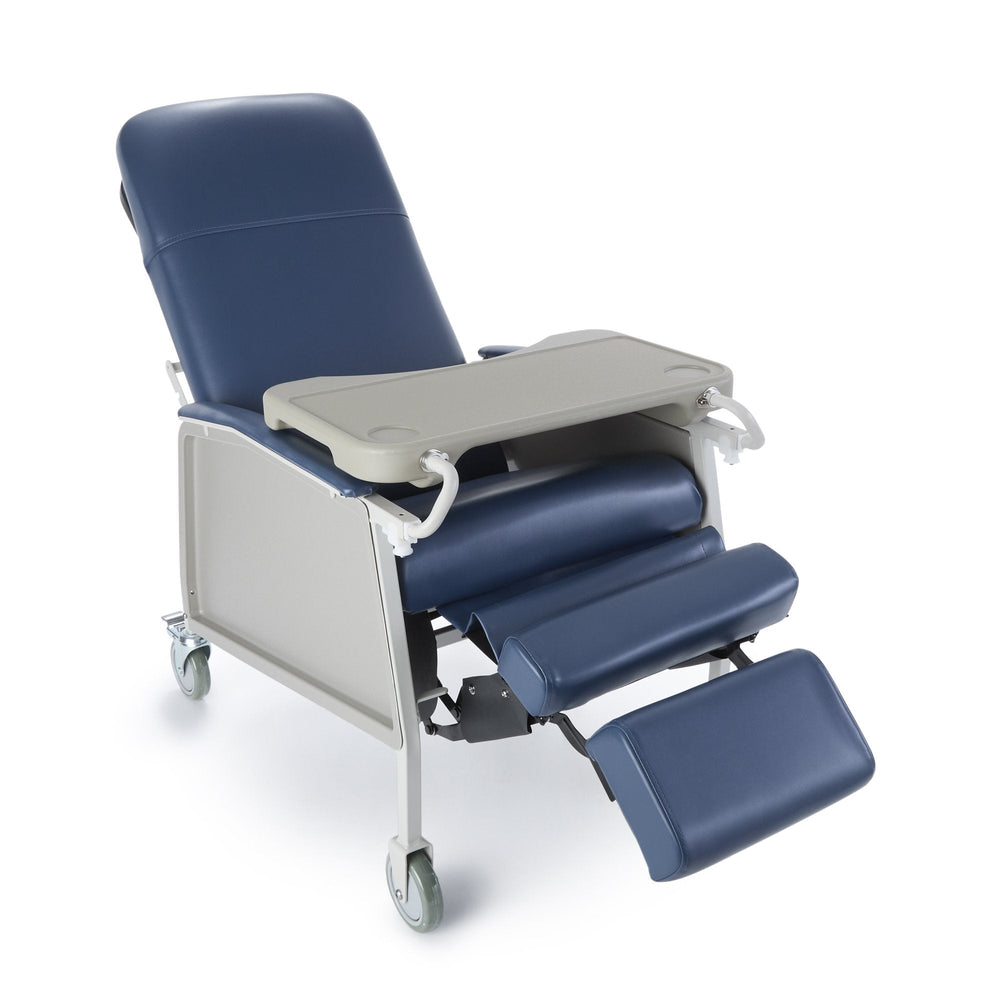 McKesson, 3-Position Recliner McKesson Blue Vinyl Upholstered Four 5 Inch Casters With 2 Locks, Count of 1
