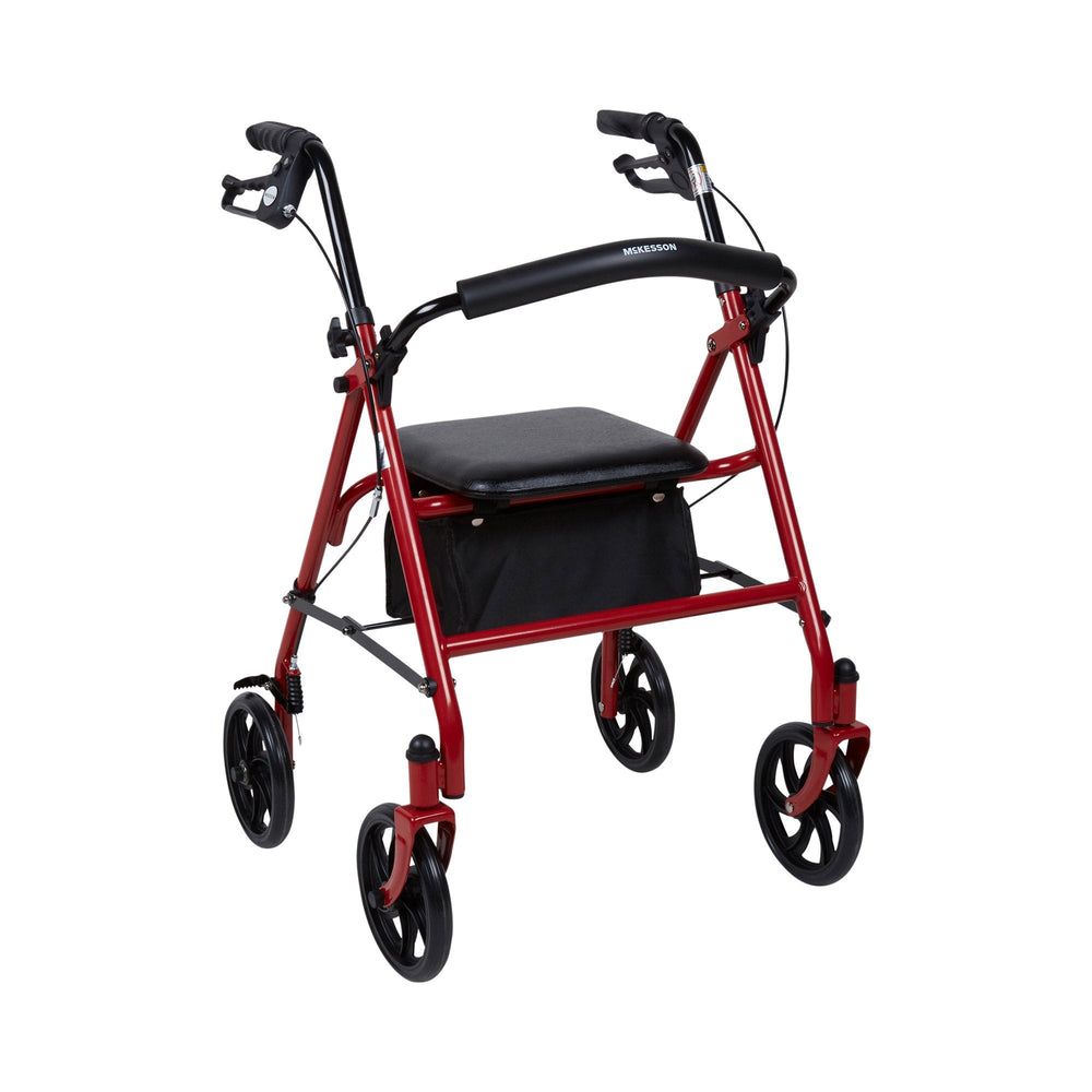 McKesson, 4 Wheel Rollator McKesson Red Folding Steel Frame