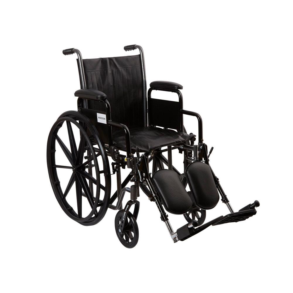 McKesson, Wheelchair Dual Axle Desk Length Arm Swing-Away Elevating Legrest Black 16 Inch Seat Width Adult, Count of 1