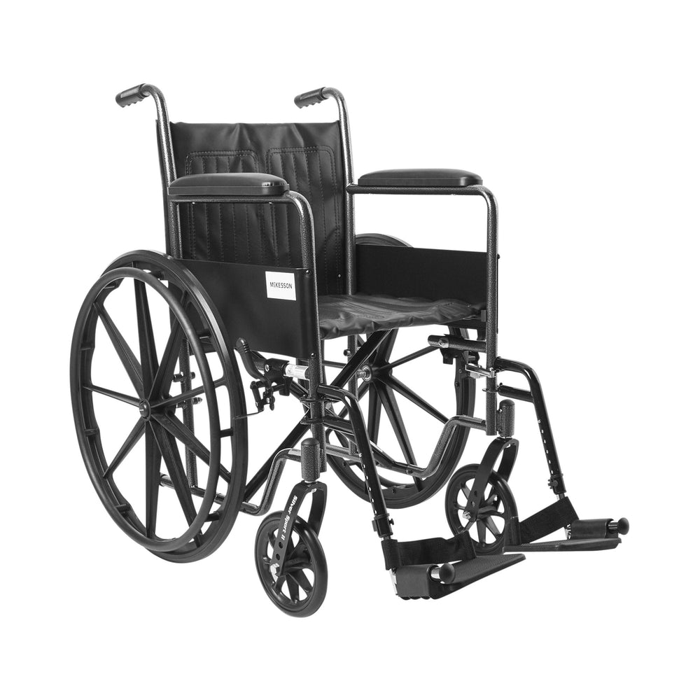 McKesson, Wheelchair McKesson Padded Arm Style Composite Wheel Black 18 Inch Seat Width 300 lbs. Weight Capaci, Count of 1