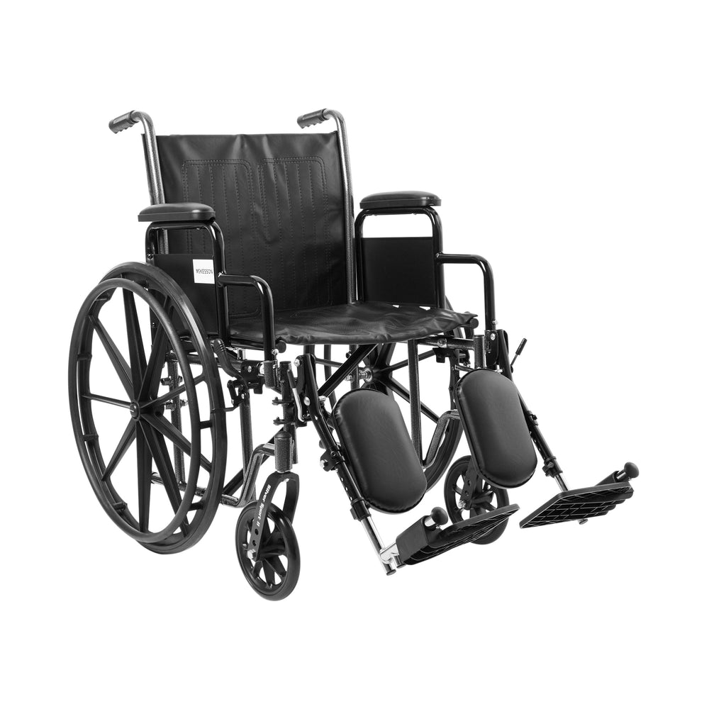 McKesson, Wheelchair Dual Axle Desk Length Arm Swing-Away Elevating Legrest Black 20 Inch Seat Width Adult, Count of 1