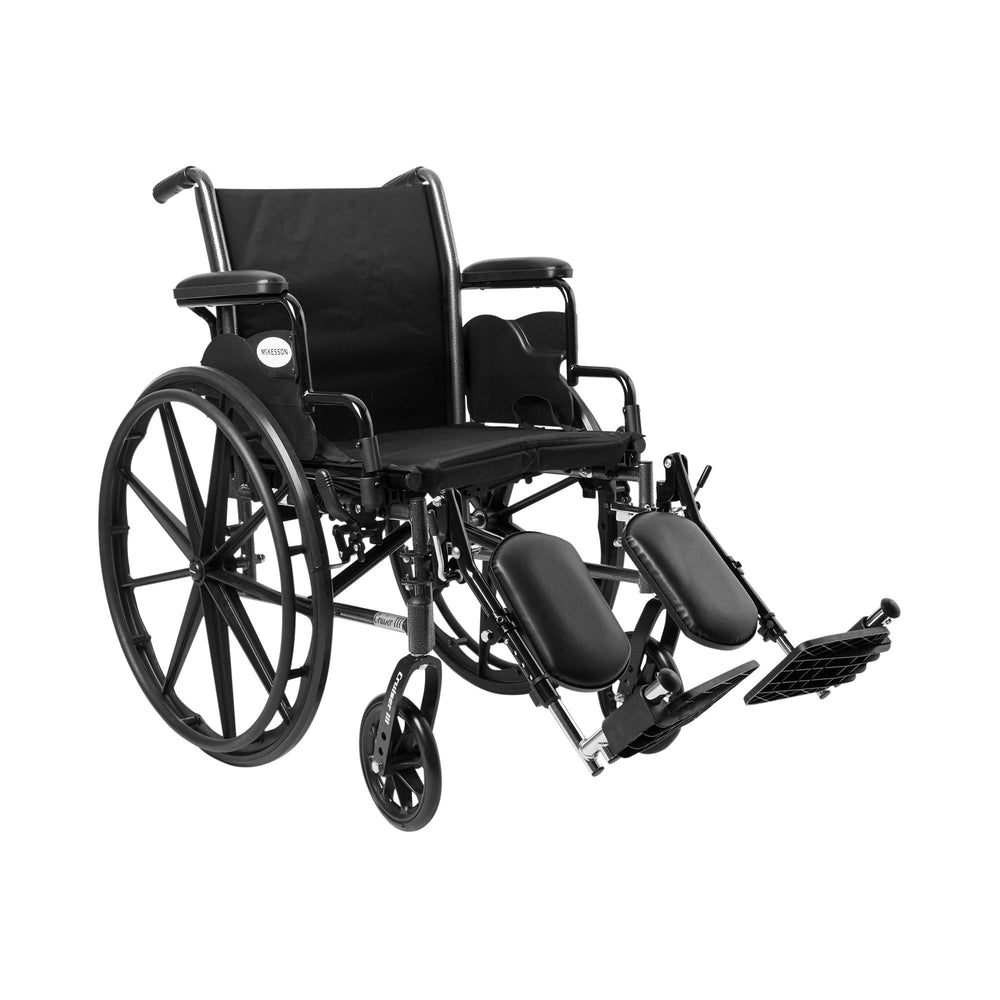 McKesson, Wheelchair Dual Axle Desk Length Arm Swing-Away Elevating Legrest Black 18 Inch Seat Width Adult, Count of 1