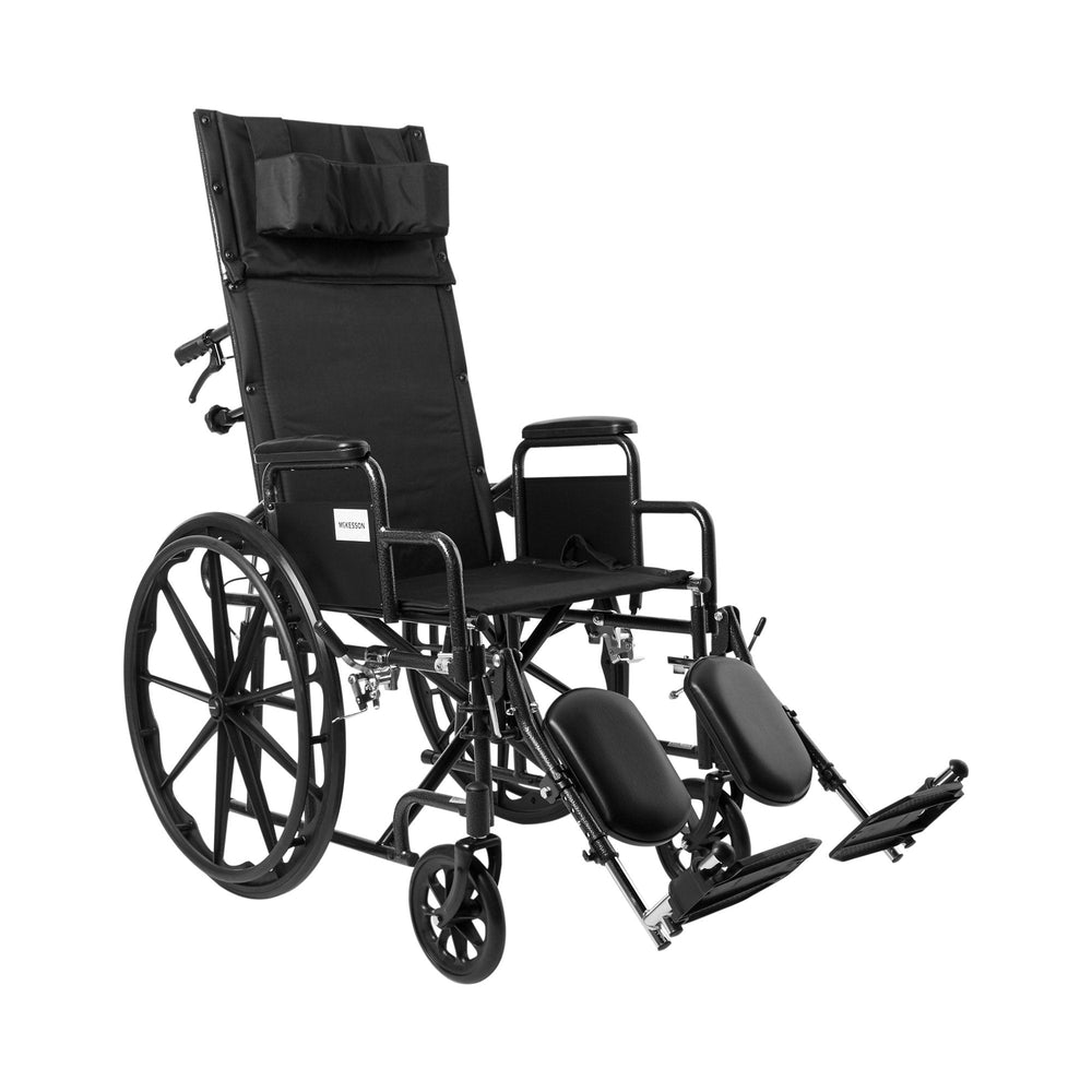 McKesson, Reclining Wheelchair McKesson Desk Length Arm Padded, Removable Arm Style Mag Wheel Black 18 Inch Se, Count of 1