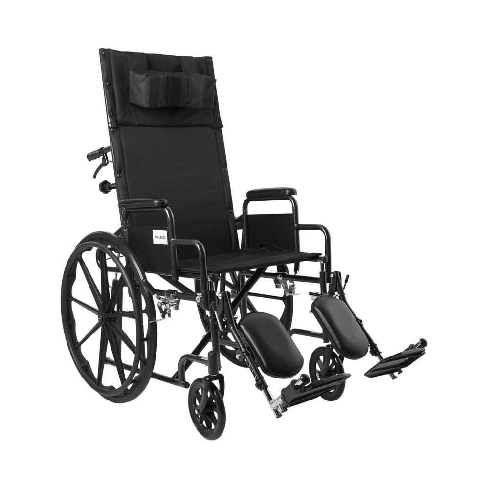 McKesson, Reclining Wheelchair McKesson Desk Length Arm Padded, Removable Arm Style Mag Wheel Black 20 Inch Se, Count of 1