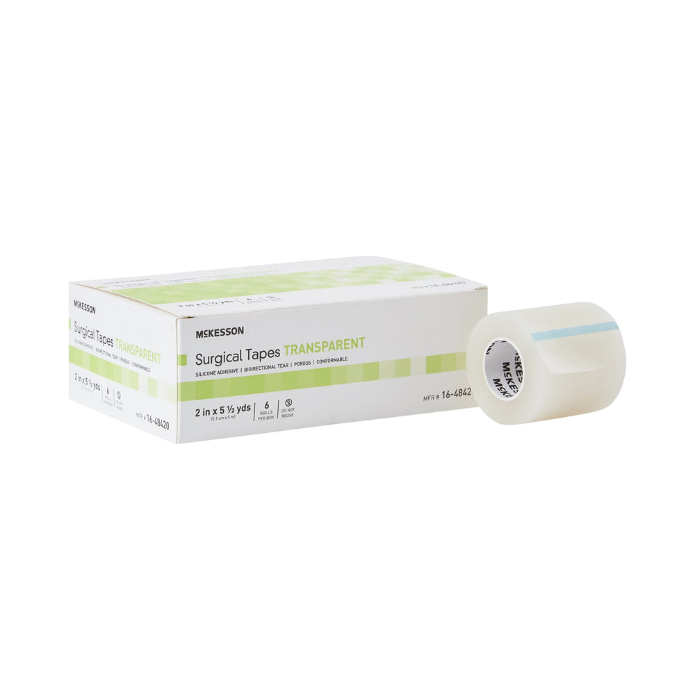 McKesson, Medical Tape Transparent 2 Inch X 5.5 Yard Plastic Silicone NonSterile 16-48420, Box Of 6