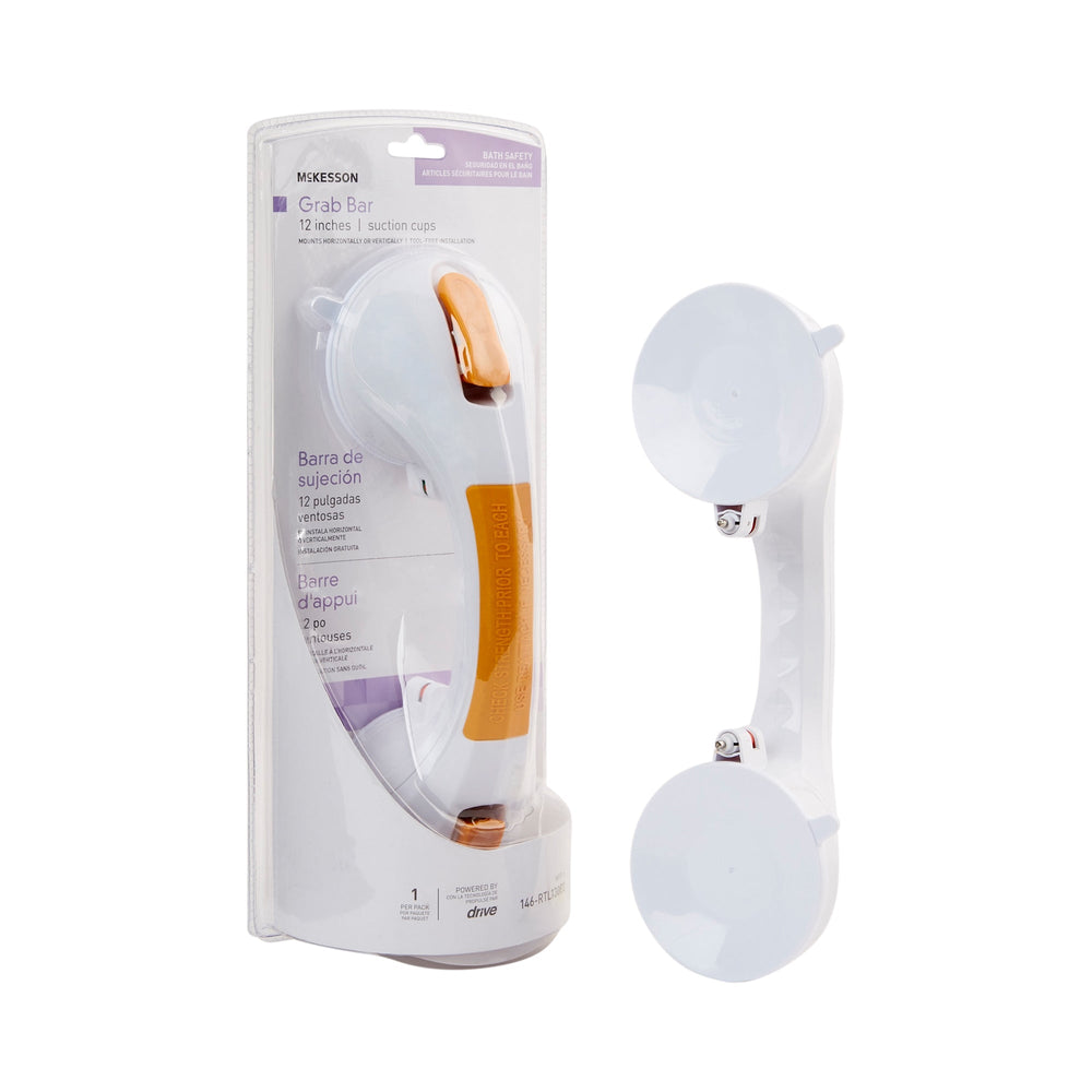 McKesson, Suction-Cup Grab Bar White / Yellow Plastic, Count of 3
