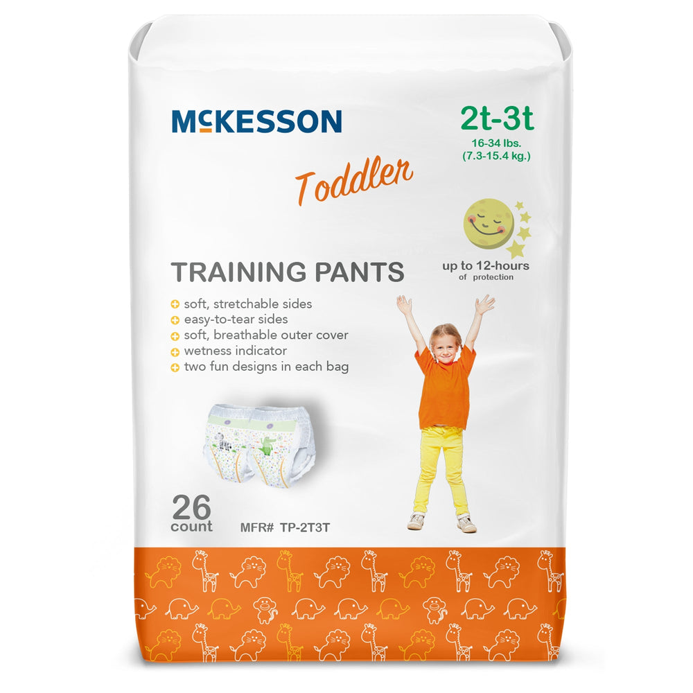 McKesson, Unisex Toddler Training Pants McKesson Pull On with Tear Away Seams 2T to 3T Disposable Heavy Absorb, Count of 4