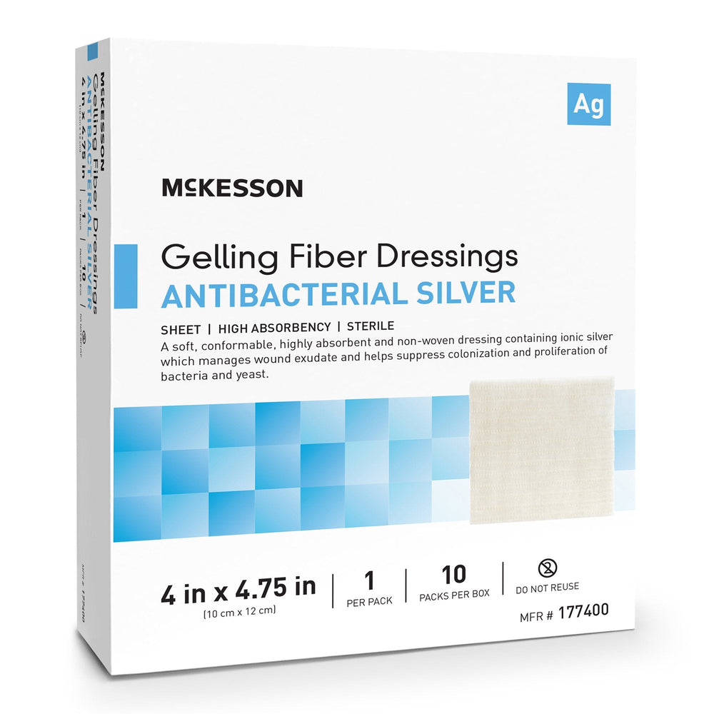 McKesson, Absorbent Gelling Fiber Dressing 4 x 4-3/4 Inch, Box Of 10