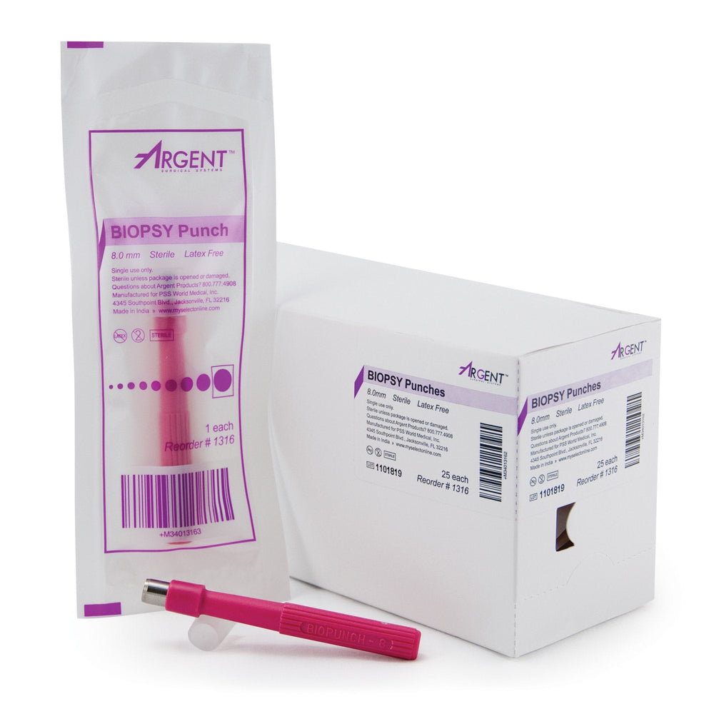 McKesson, Argent Disposable Biopsy Punches 8.0 mm, Box Of 25