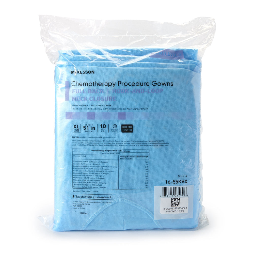 McKesson, Full Back Chemotherapy Procedure Gown X-Large, Count of 10