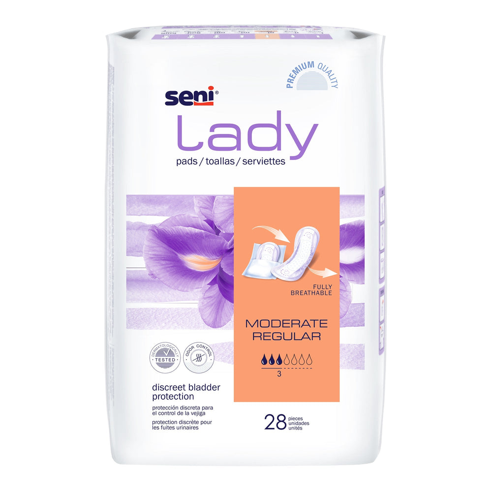 Bladder Control Pad Seni Lady Moderate 10 Inch Length Moderate Absorbency Super Absorbent Core One Size Fits Most