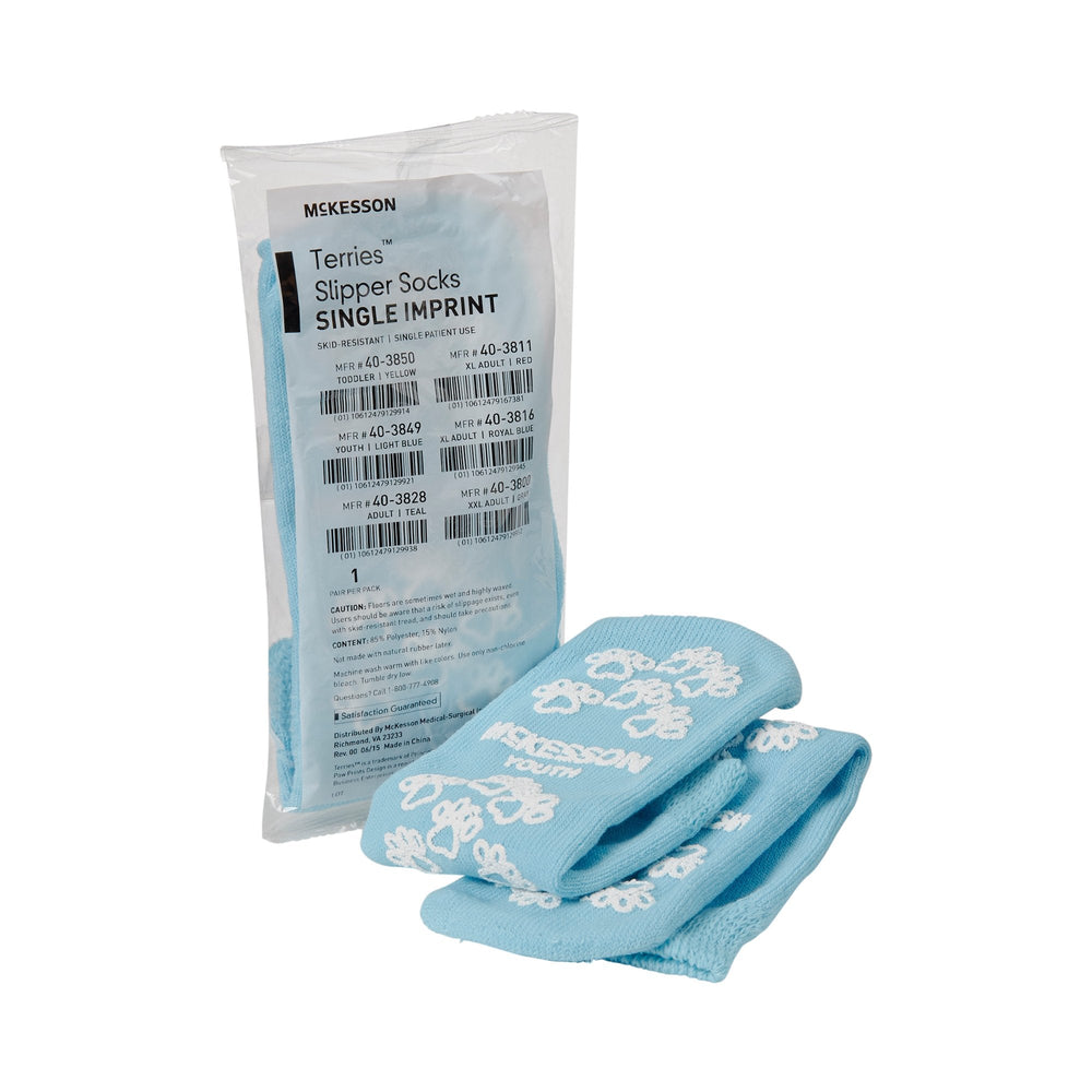 McKesson, Slipper Socks Unisex Child Single Tread 40-3849, Count of 48