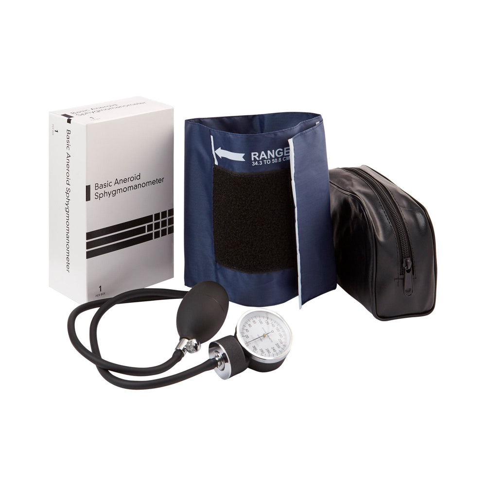 McKesson, Aneroid Sphygmomanometer Unit Large Adult Cuff Nylon Cuff 34 - 50 cm 01-776XMCE, Count of 1