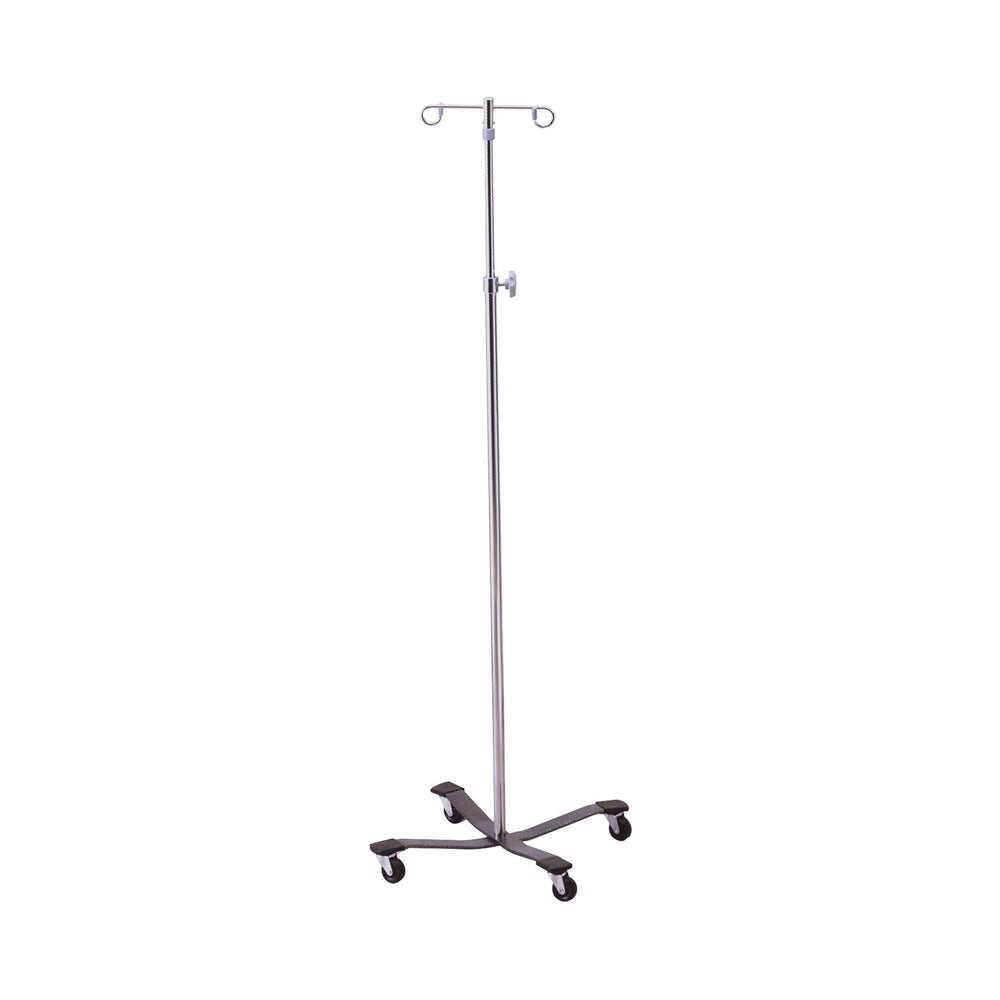 McKesson, IV Stand Floor Stand McKesson 2-Hook 4-Leg, Rubber Wheel, Ball-Bearing Casters, 22 Inch Epoxy-Coated, Count of 1