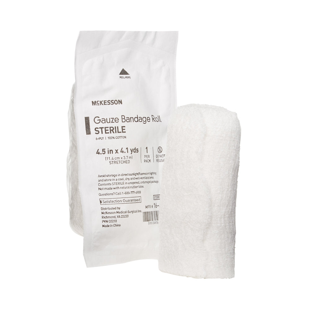 McKesson, Fluff Bandage Roll McKesson Cotton 6-Ply 4-1/2 Inch X 4-1/10 Yard Roll Shape Sterile, Count of 100
