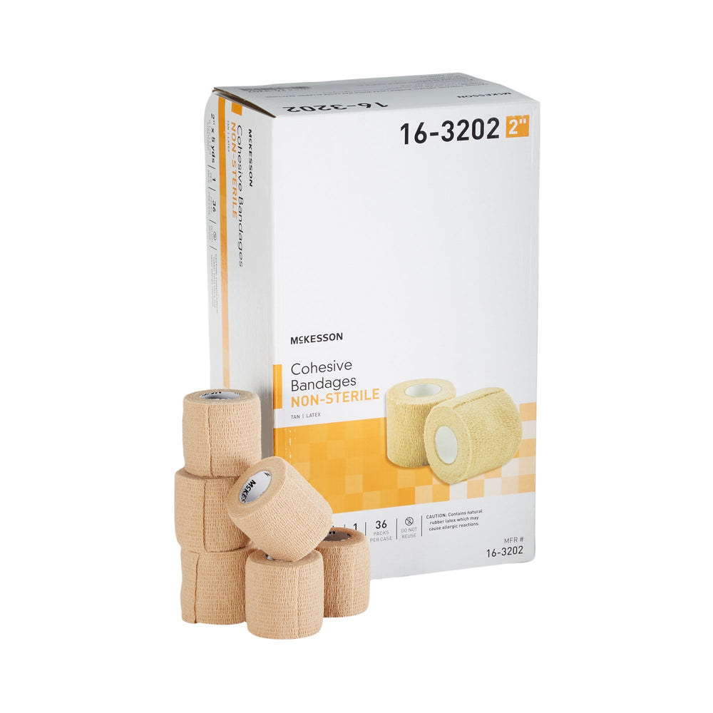 McKesson, Cohesive Bandage 2 Inch X 5 Yard Self-adherent Closure Tan 16-3202, Case Of 36