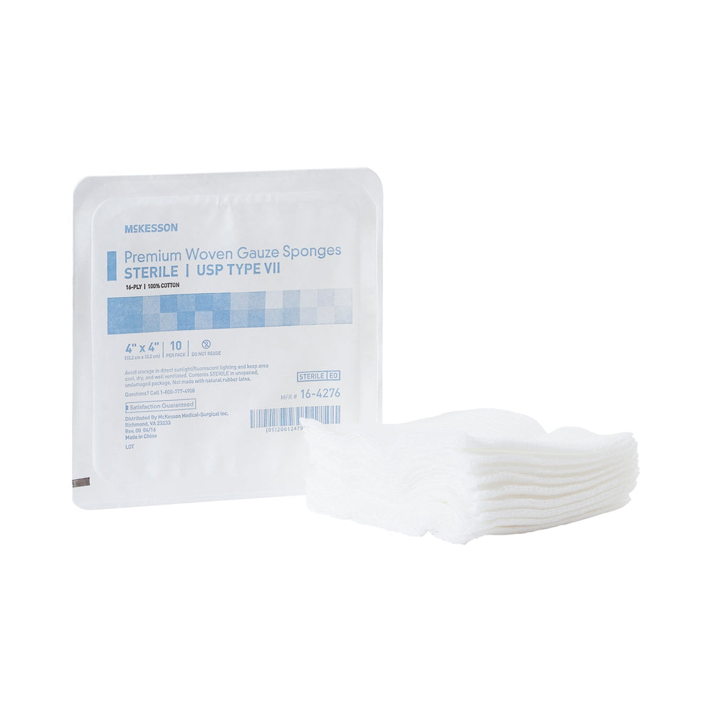 McKesson, Gauze Sponge 4 X 4 Inch 16-Ply Sterile 16-4276, Count of 72
