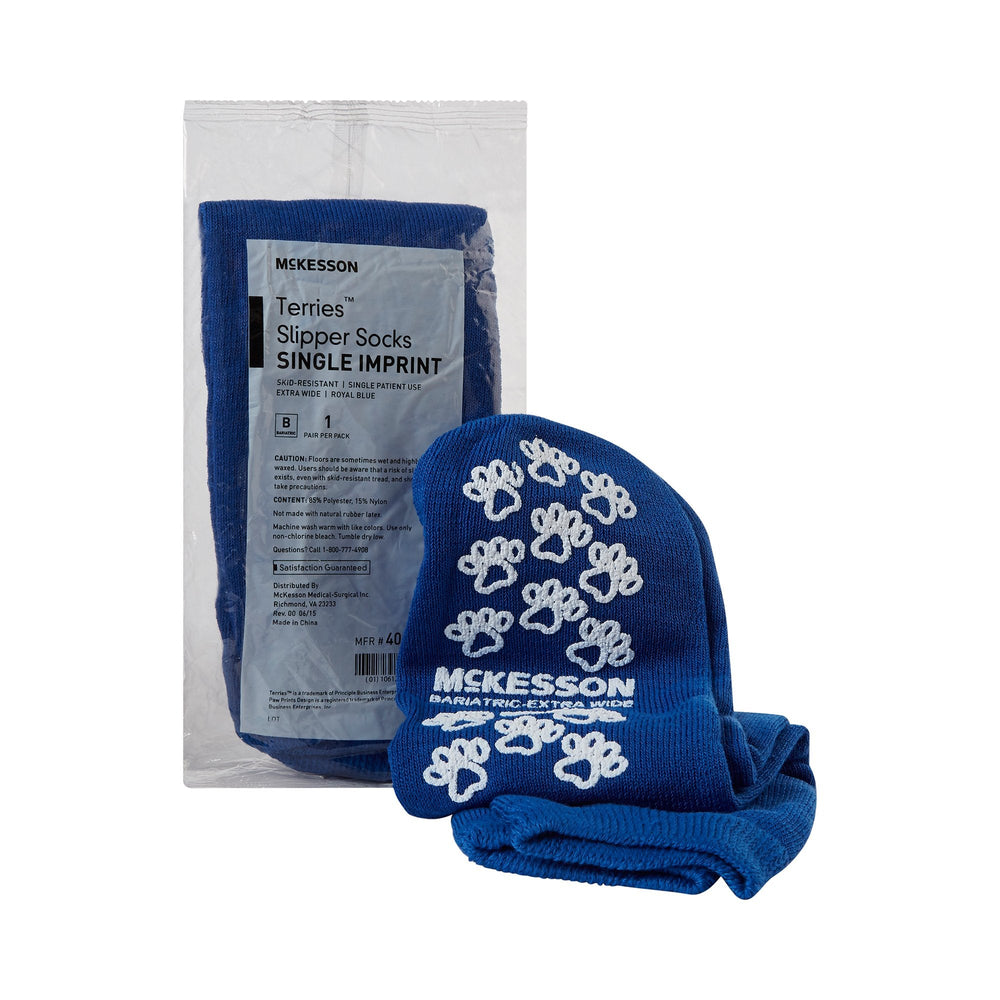 McKesson, Slipper Socks Unisex Adult Bariatric X-Wide Single Tread 40-1099, Count of 48