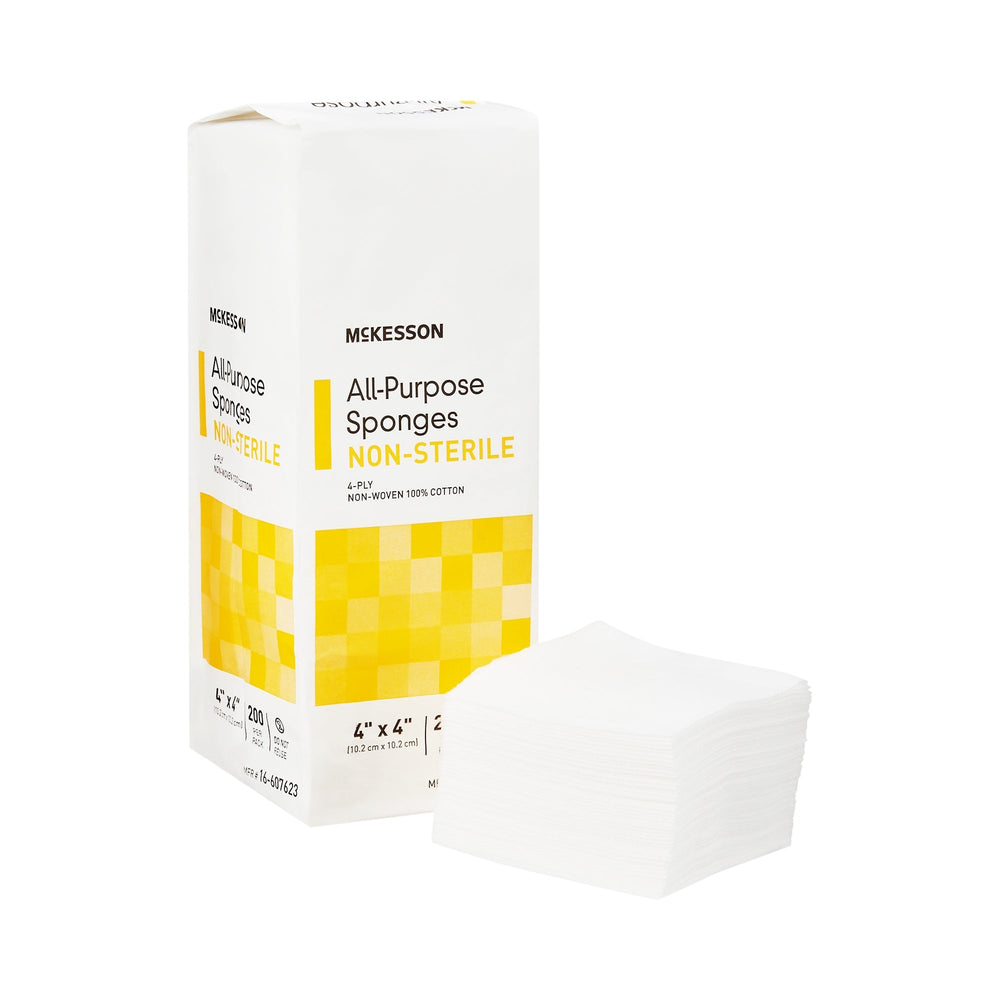 McKesson, Nonwoven Sponge 4 X 4 Inch 4-Ply NonSterile 16-607623