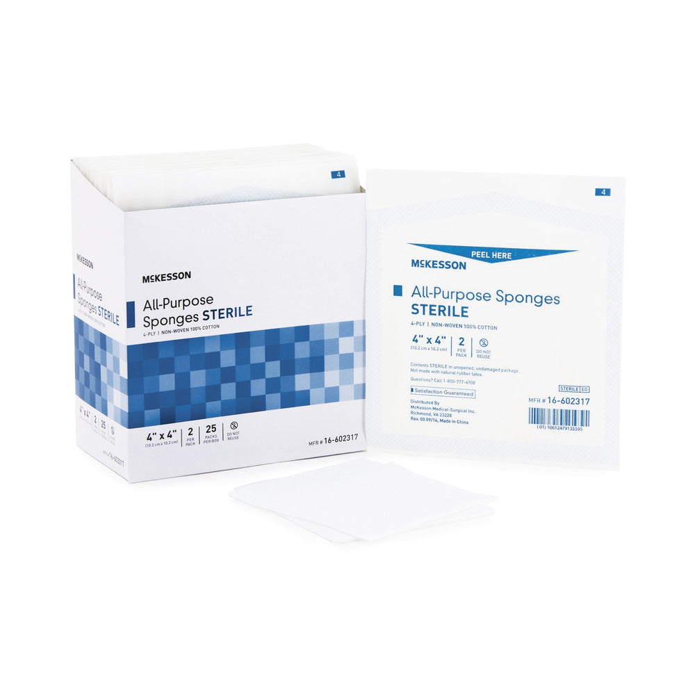 McKesson, Nonwoven Sponge 2 X 2 Inch 4-Ply Sterile 16-602318, Case Of 60