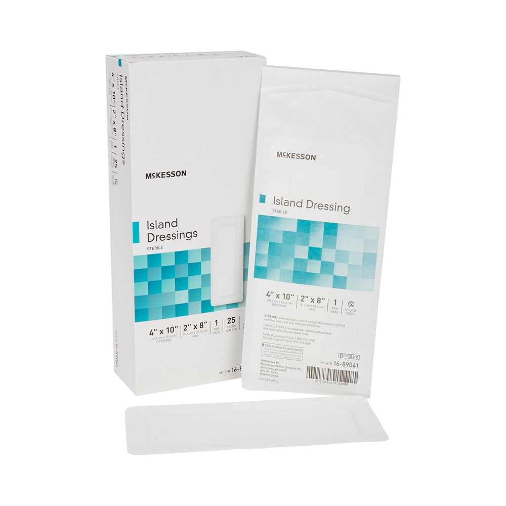 McKesson, Adhesive Dressing McKesson 4 X 10 Inch Polypropylene / Rayon Rectangle White Sterile