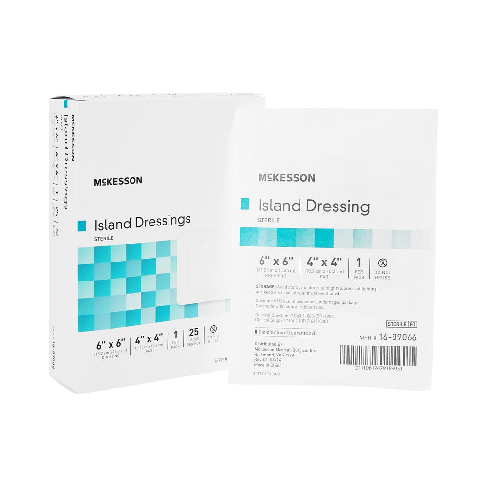 McKesson, Adhesive Dressing McKesson 6 X 6 Inch Polypropylene / Rayon Square White Sterile, Box Of 25