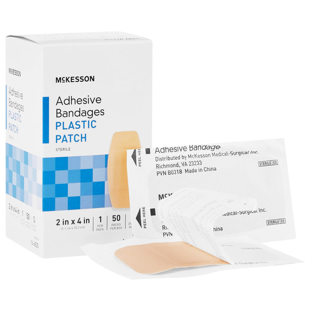 McKesson, Adhesive Strip 2 X 4 Inch Plastic Rectangle Tan Sterile 16-4825, Case Of 24