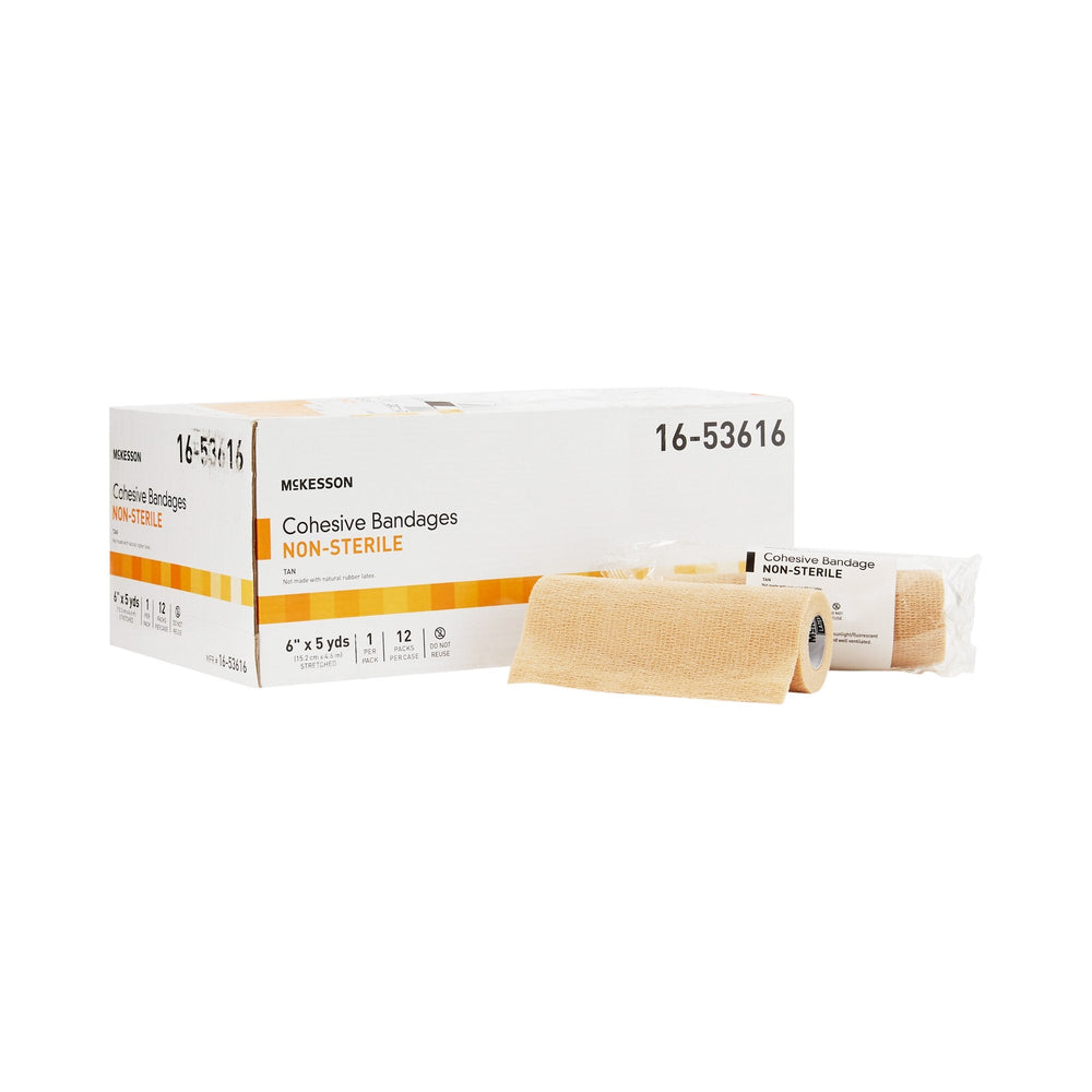 McKesson, Cohesive Bandage 6 Inch X 5 Yard Self-Adherent Closure Tan 16-53616, Count of 12