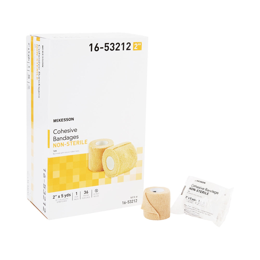 McKesson, Cohesive Bandage 2 Inch X 5 Yard Self-adherent Closure Tan 16-53212, Count of 36