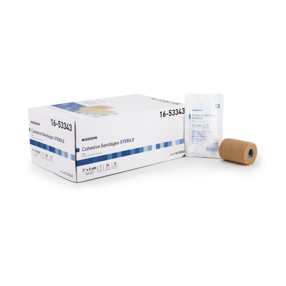 McKesson, Cohesive Bandage 3 Inch X 5 Yard Self-Adherent Closure Tan 16-53343, Count of 24