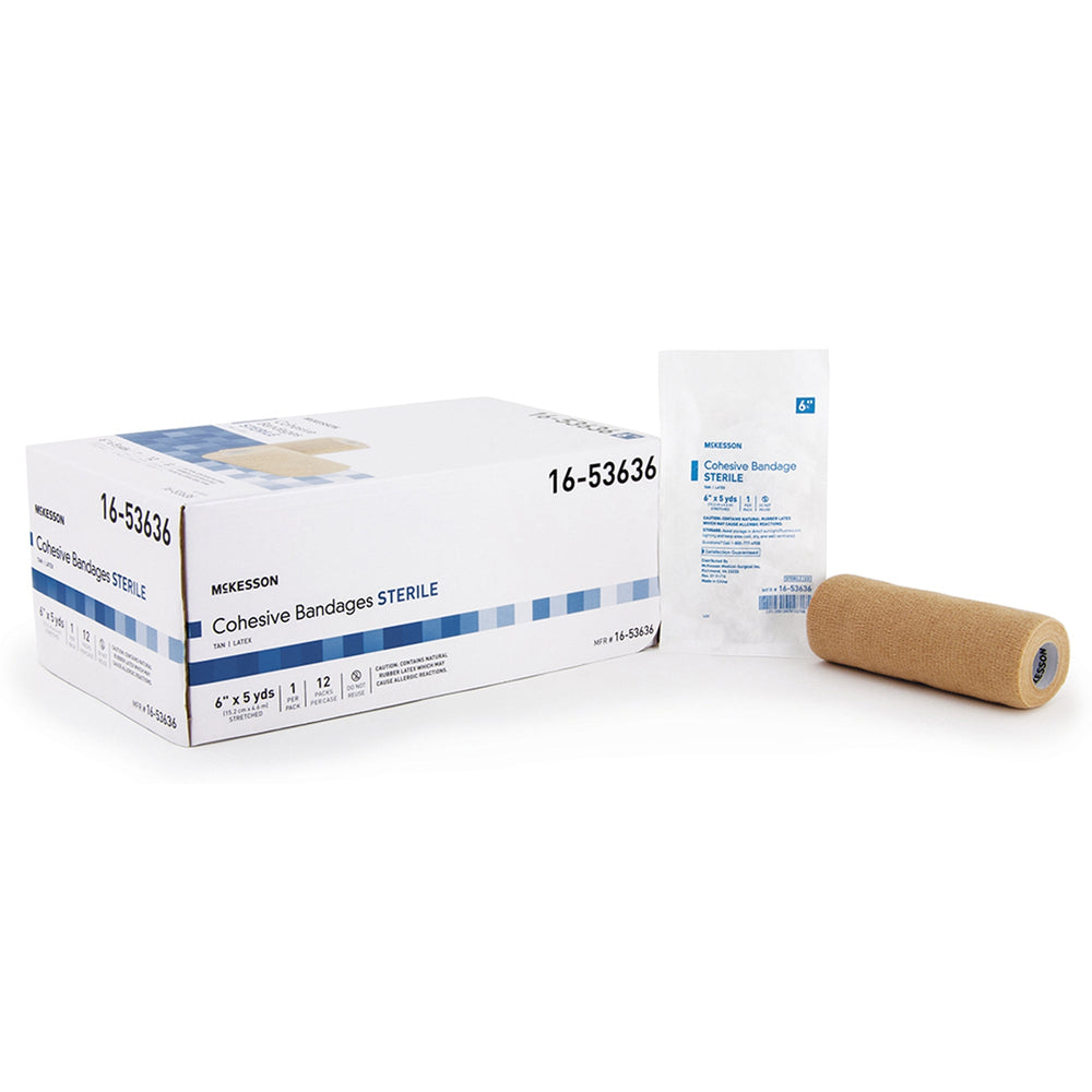 McKesson, Cohesive Bandage 6 Inch X 5 Yard Self-Adherent Closure Tan 16-53636, Count of 12