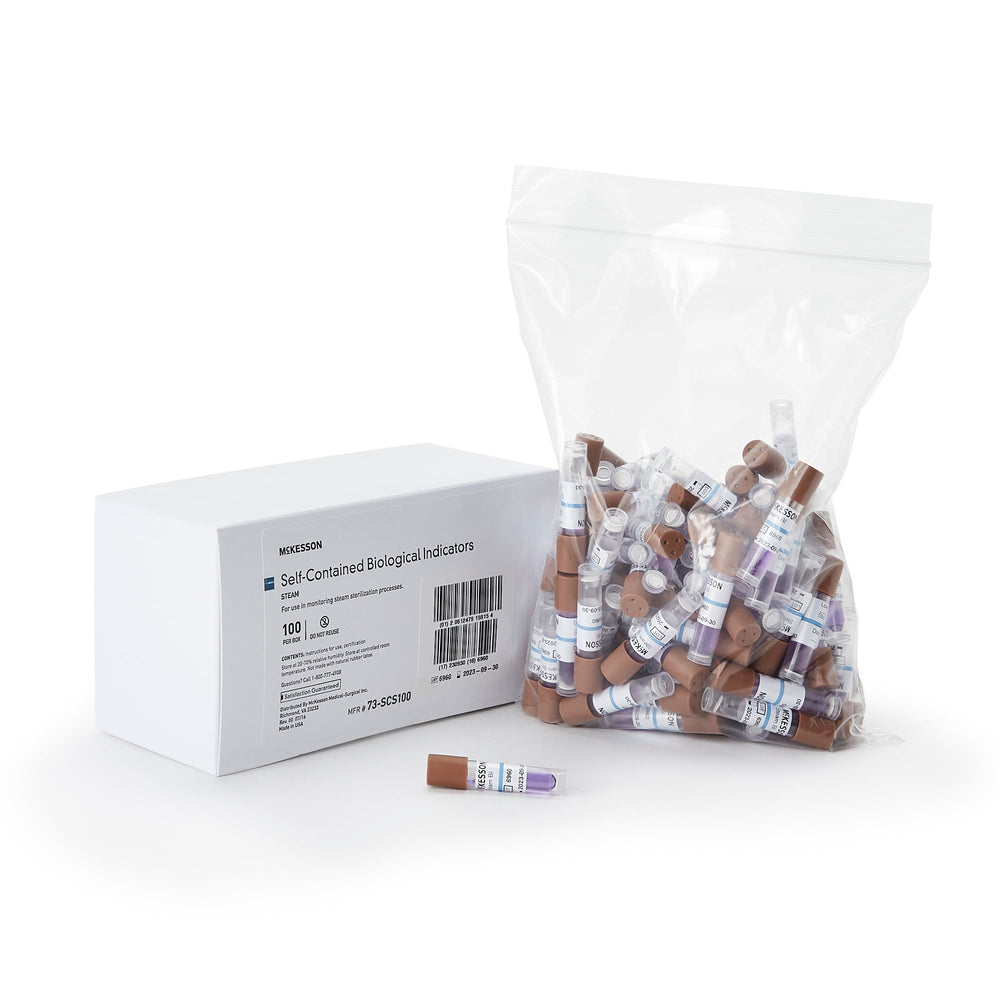 McKesson, STER-ALL Performance Sterilization Biological Indicator Vial Steam, Box Of 100