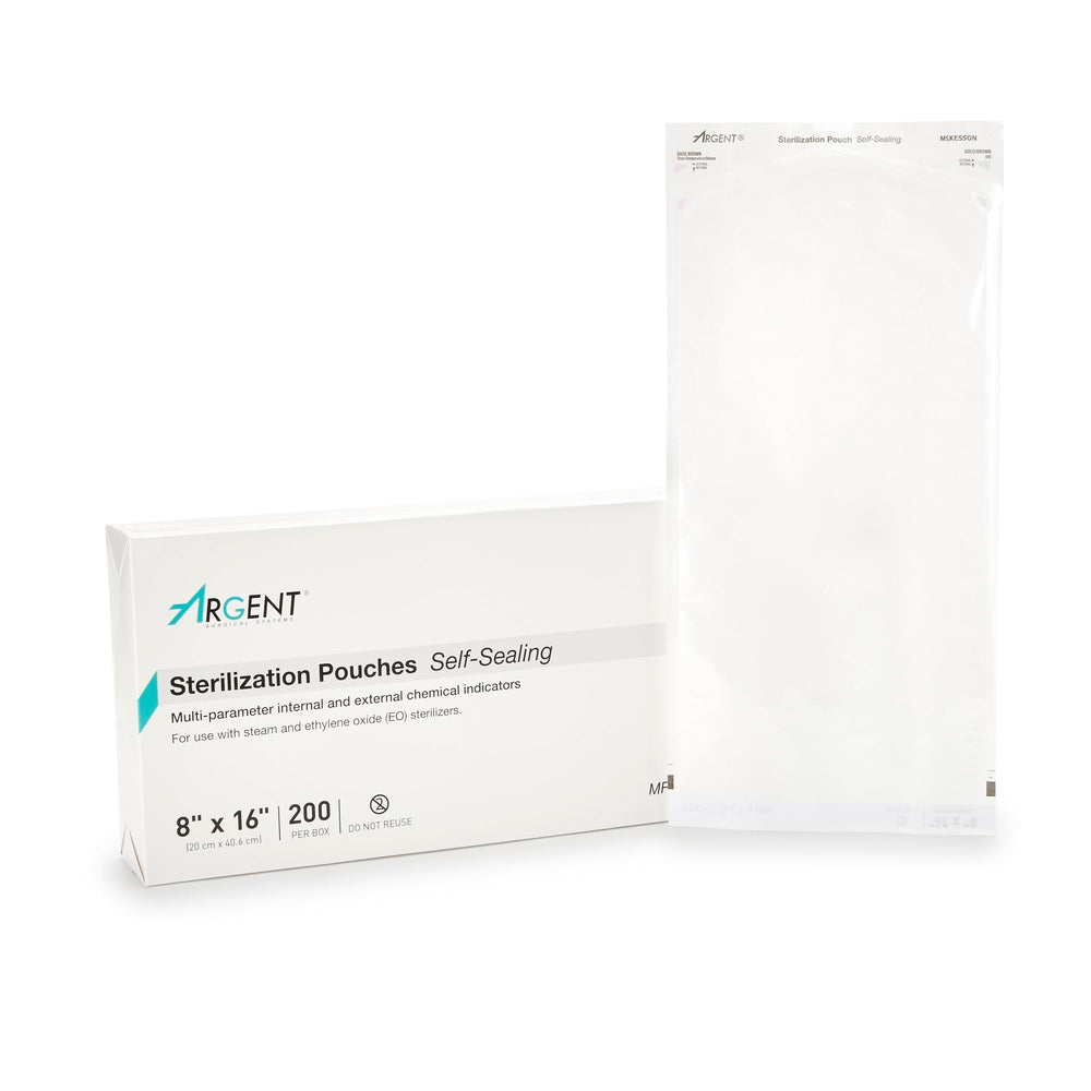 McKesson, Sterilization Pouch Ethylene Oxide Gas Steam 8 X 16 Inch 73-SSP387, Box Of 1