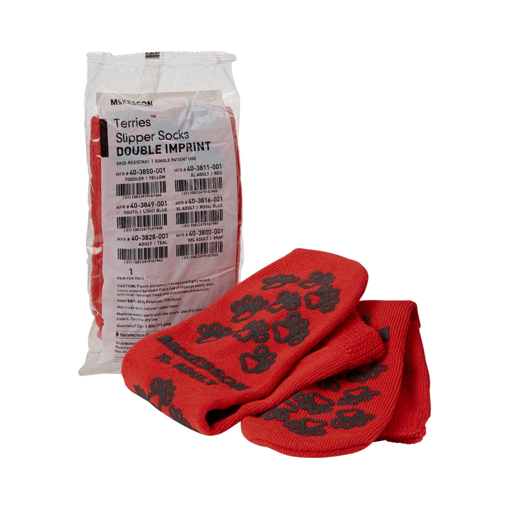 McKesson, Slipper Socks Unisex Adult X-Large Double Tread 40-3811-001, Count of 48