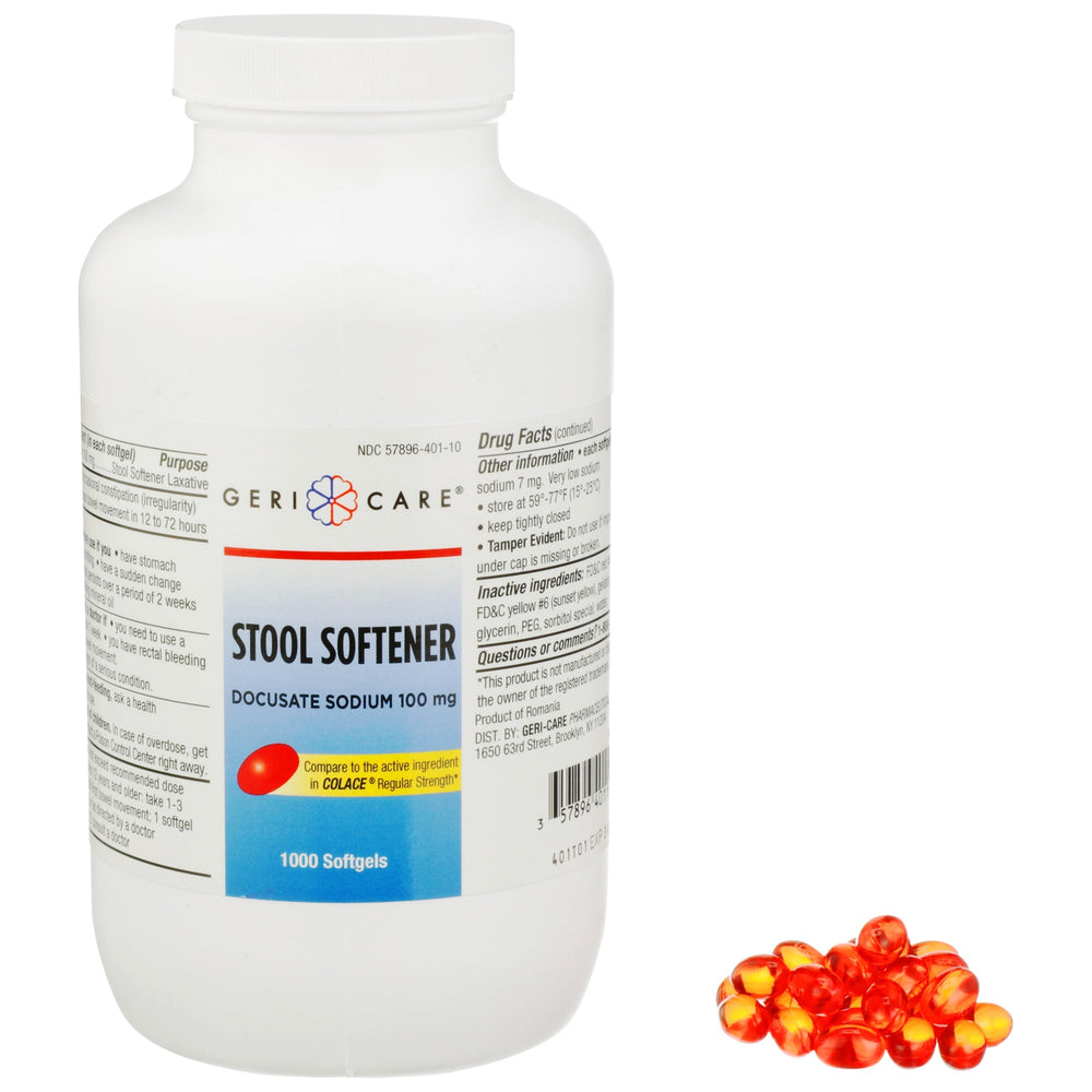 McKesson, Stool Softener Geri-Care Softgel 1,000 per Bottle 100 mg Strength Docusate Sodium, Count of 12