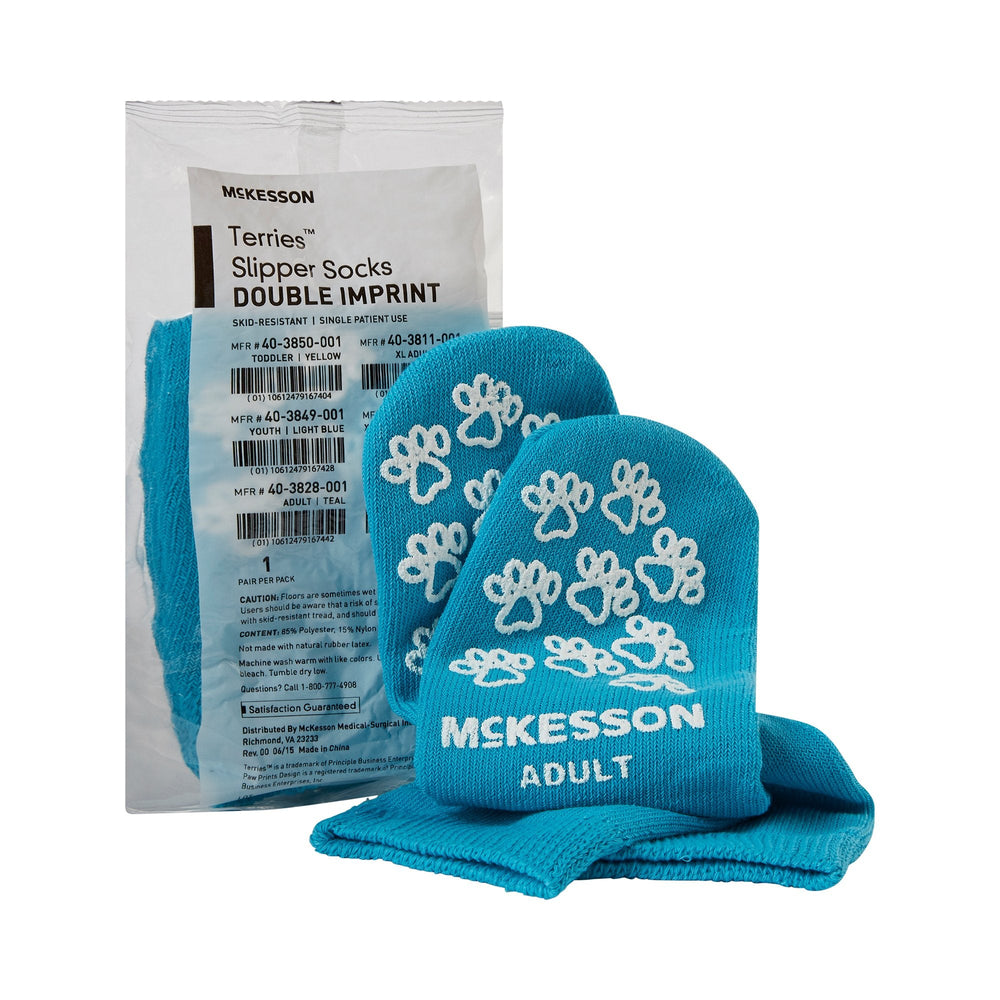 McKesson, Slipper Socks Unisex Adult One Size Fits Most Double Tread 40-3828-001, Count of 48