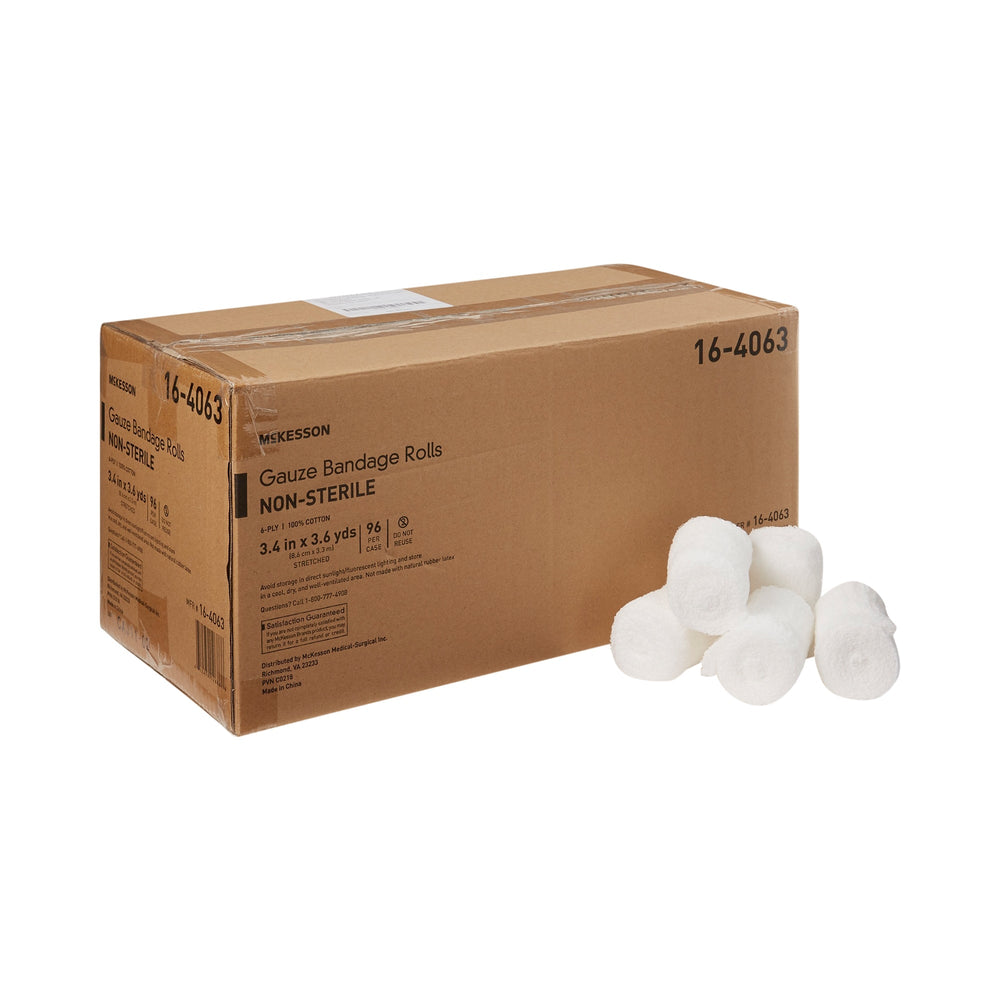 McKesson, Fluff Bandage Roll McKesson Cotton 6-Ply 3-2/5 Inch X 3-3/5 Yard Roll Shape NonSterile, Count of 96