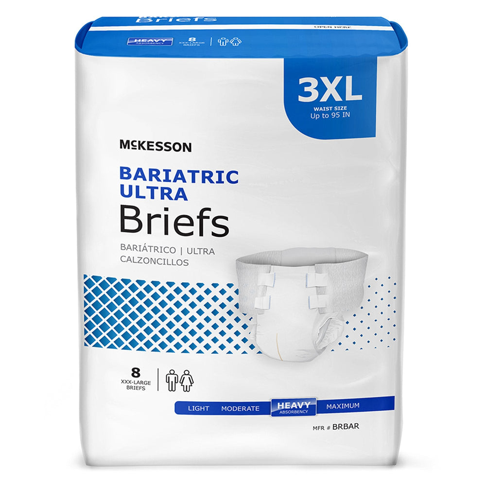 McKesson, Unisex Adult Incontinence Brief Ultra Bariatric 3X-Large Disposable Heavy Absorbency, Count of 4