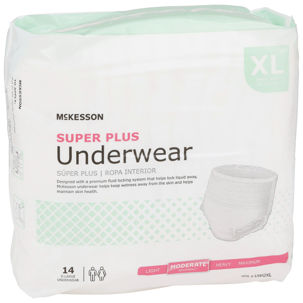 McKesson, Disposable Underwear Pull On with Tear Away Seams X-Large Moderate