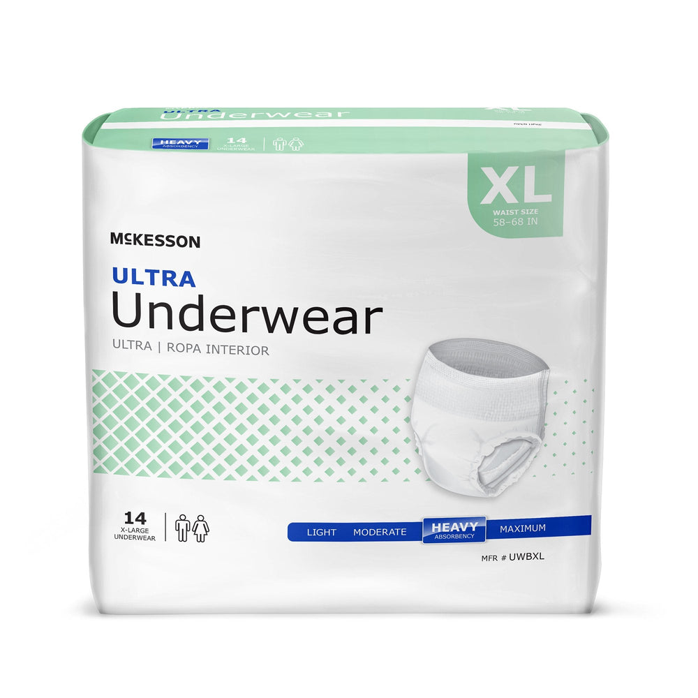 McKesson, Unisex Adult Absorbent Underwear Ultra Pull On with Tear Away Seams X-Large Disposable Heavy Absorbency