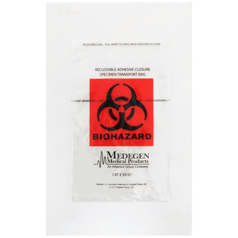 McKesson, Specimen Transport Bag with Document Pouch McKesson 6 X 9 Inch Polyethylene Biohazard Symbol Adhesiv, Count of 1000