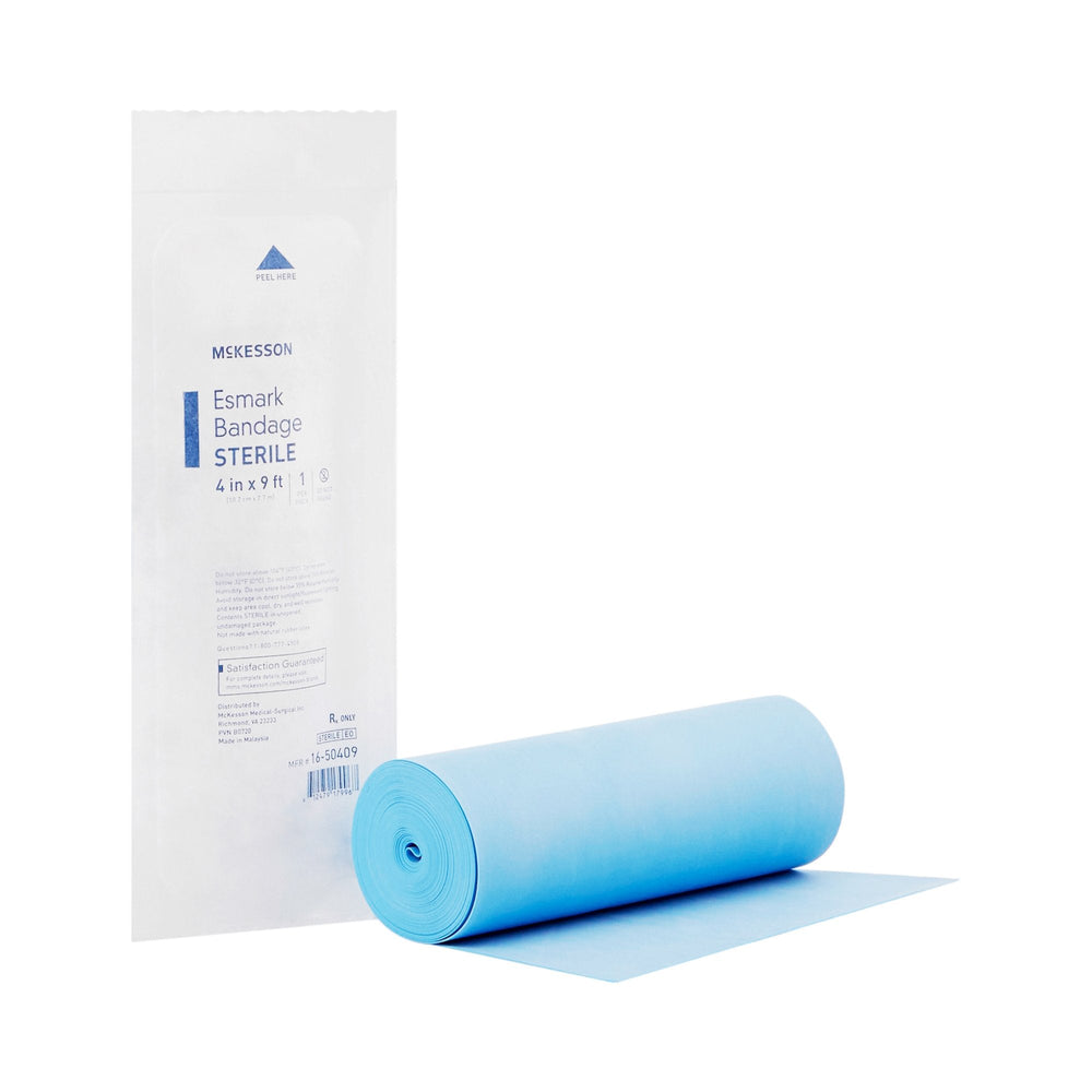 McKesson, Esmark Compression Bandage McKesson 4 Inch X 3 Yard Standard Compression Self-adherent Closure Blue, Count of 20