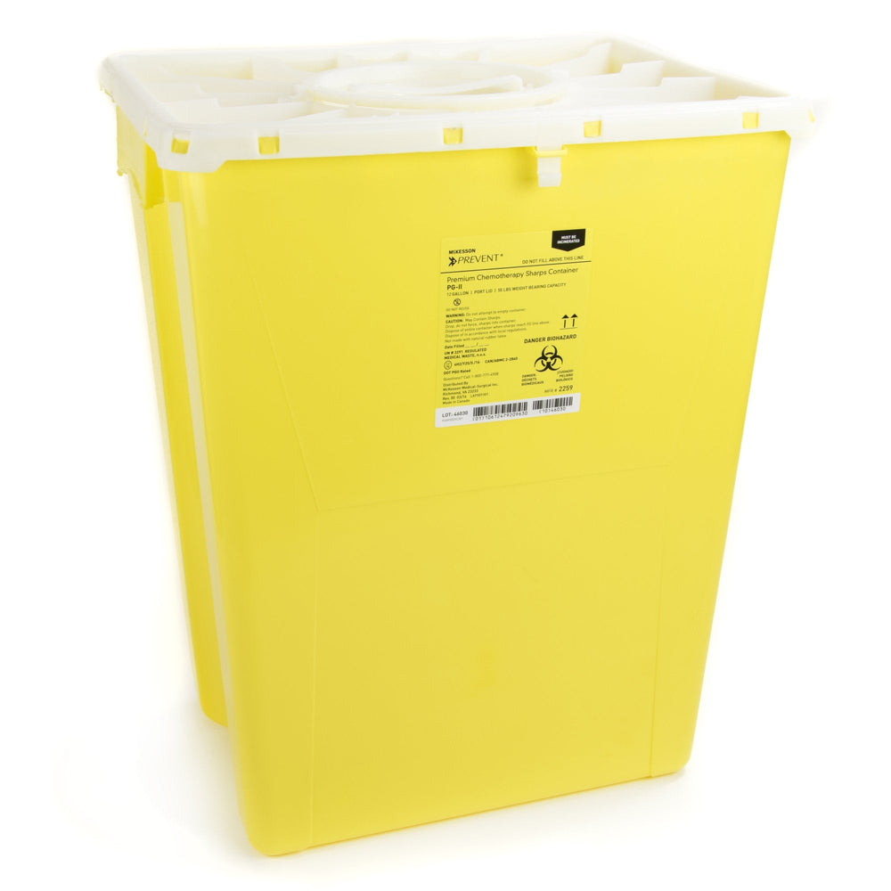 McKesson, Chemotherapy Sharps Container McKesson Prevent 20-4/5 H X 17-3/10 W X 13 L Inch 12 Gallon Yellow, Count of 8
