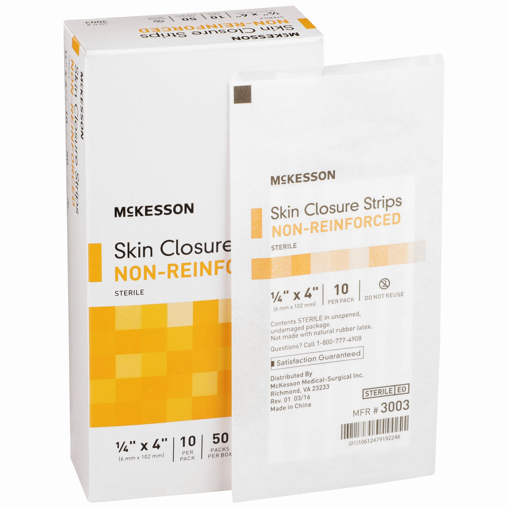 McKesson, Skin Closure Strip McKesson 1/4 X 4 Inch Nonwoven Material Flexible Strip Tan, Box Of 50