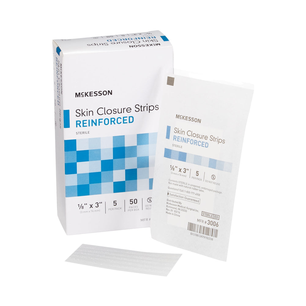 McKesson, Skin Closure Strip 1/8 X 3 Inch Nonwoven Material 3006, Box Of 50